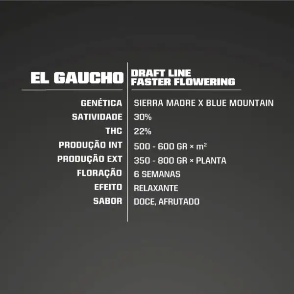 El Gaucho - Faster Flowering - Fot.Feminizada - BSF - Pack com 4 UNIDADES - Imagem 3